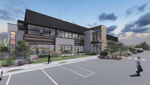 A photo rendering of a professional office architectural design.